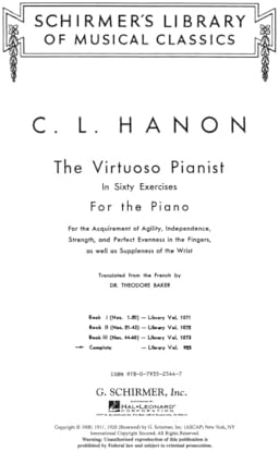 Hanon: The Virtuoso Pianist In Sixty Exercises For The Piano, Vol. 925, Complete (Schirmer's Library Of Musical Classics) by C. L. Hanon