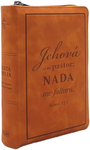 Biblia Reina Valera 1960 Letra Grande, con Cierre, Indice, tamano manual, foro en senti cuero color caramelo "Jehova es mi Pastor" RVR 1960 Large ... Spanish, brown with zipper (Spanish Edition) by Cipriano de Valera Casiodoro de Reina
