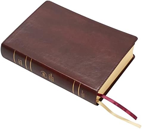 LSB Holy Bible, Large Print, Reddish-Brown Imitation Leather: Legacy Standard Bible in a Single-Column, Wide-Margin, Lay-Flat, Red Letter with 2 Ribbon Markers, 40 GSM Paper & Gold Gilded Pages by Steadfast Bibles
