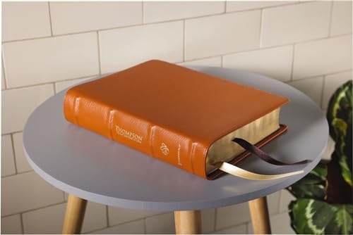 ESV, Thompson Chain-Reference Bible, Genuine Leather, Calfskin, Tan, Red Letter, Thumb Indexed by Zondervan