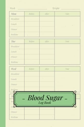 Blood Sugar Log Book: 4x6 Inch Pocket Size Diabetes Log Book, 1 Year Diabetes Journal, Sugar Tracker with Retro Green Cover by JUNJ