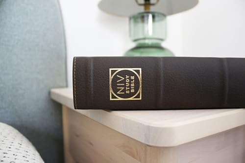 NIV Study Bible, Fully Revised Edition (Study Deeply. Believe Wholeheartedly.), Genuine Leather, Calfskin, Brown, Red Letter, Comfort Print by Zondervan
