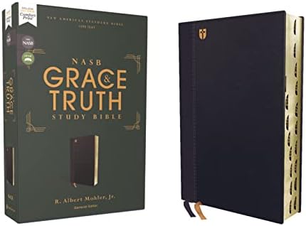 NASB, The Grace and Truth Study Bible (Trustworthy and Practical Insights), Leathersoft, Navy, Red Letter, 1995 Text, Thumb Indexed, Comfort Print by Zondervan