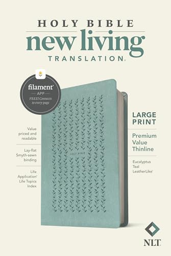 NLT Large Print Premium Value Thinline Bible, Filament Enabled (LeatherLike, Eucalyptus Teal) by New Living Translation