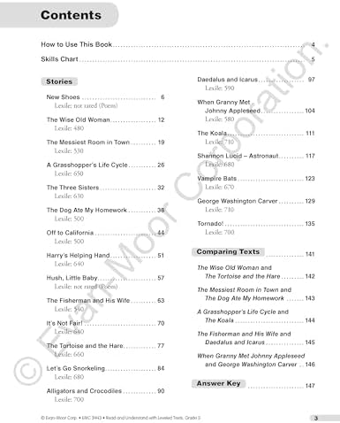 Evan-Moor Read and Understand with Leveled Texts, Grade 3 by Evan-Moor Educational Publishers