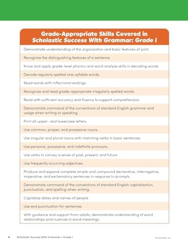 Scholastic Success with Grammar Grade 1 Workbook by Scholastic Teaching Resources