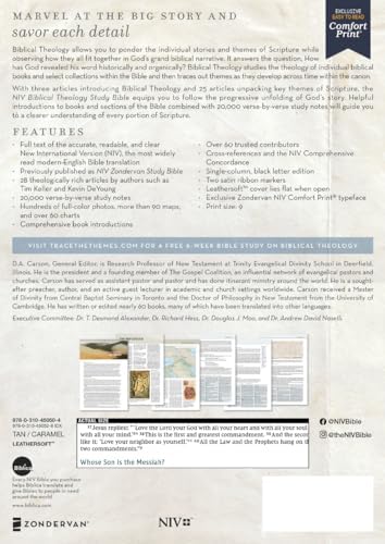 NIV, Biblical Theology Study Bible (Trace the Themes of Scripture), Leathersoft, Tan/Brown, Comfort Print: Follow God’s Redemptive Plan as It Unfolds throughout Scripture by Zondervan