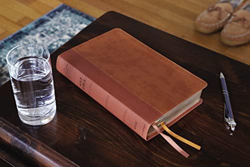 NIV, Personal Size Bible, Large Print, Leathersoft, Brown, Red Letter, Thumb Indexed, Comfort Print by Zondervan