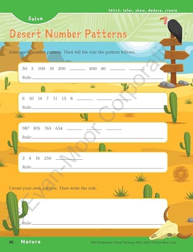 Evan-Moor Skill Sharpeners Critical Thinking, Grade 5 Workbook, Problem Solving Skills, Fun Activities, Higher-Order, Open-Ended Questions and Challenges, Science, Math, Social Studies, Language Arts by Evan-Moor Educational Publishers