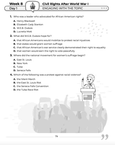 8th Grade Social Studies: Daily Practice Workbook | 20 Weeks of Fun Activities | History | Civic and Government | Geography | Economics | + Video Explanations for Each Question by ArgoPrep