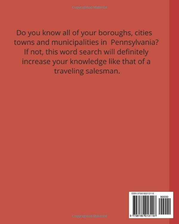 Pennsylvania Word Search: Pennsylvania Word Search: Towns Cities Boroughs Municipalities by FAMILJ BOOKS