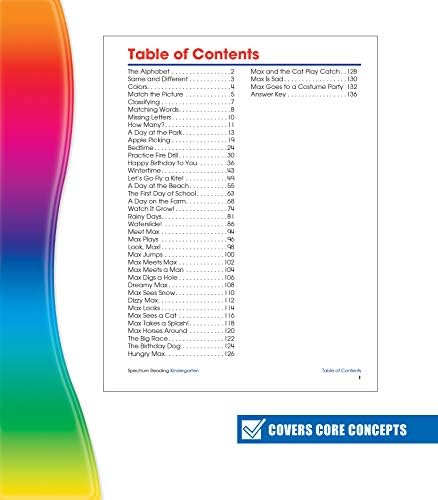 Spectrum Reading Comprehension Kindergarten Workbook, Ages 5 to 6, Kindergarten Reading Comprehension, Letters and Sounds, Word Recognition, Sight Word Activities, and Phonics - 166 Pages by Spectrum
