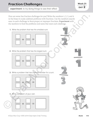 Evan-Moor Daily Higher-Order Thinking, Grade 5, Homeschooling and Classroom Resource Workbook, Brainteasers, Critical Thinking, Problem Solving, Logic Puzzles, Language Play, Drawing by Evan-Moor Educational Publishers