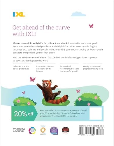 IXL Ultimate Summer 4th to 5th Grade Workbook, Math, Reading Comprehension, Language Arts, Geography, Science, Social Studies, and Writing Practice for Kids (IXL Ultimate Summer Workbooks) by IXL Learning