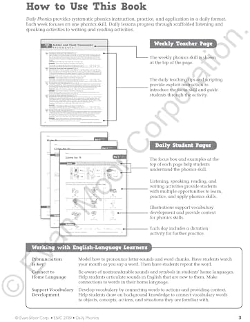 Evan-Moor Daily Phonics, Grade 3, Homeschooling & Classroom Resource Workbook. Phonemic Awareness, Decoding, Word-Study, Teaching Editions, Reproducible Worksheets by Evan-Moor Educational Publishers
