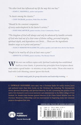Spiritual Leadership: Principles of Excellence for Every Believer (Sanders Spiritual Growth Series) by J Oswald Sanders