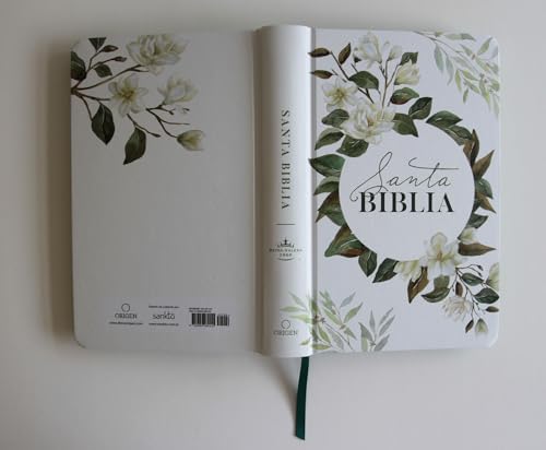Biblia RVR 1960 letra grande tamaño manual, tapa dura con flores blancas y cantos pintados / Spanish Bible RVR 1960 Handy Size white flowers sprayed edges (Spanish Edition) by Reina Valera Revisada 1960