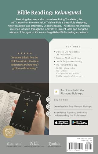 NLT Large Print Premium Value Thinline Bible, Filament Enabled (LeatherLike, Lavender Song) by New Living Translation