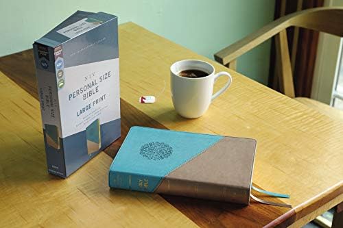 NIV, Personal Size Bible, Large Print, Leathersoft, Teal/Gold, Red Letter, Comfort Print by Zondervan