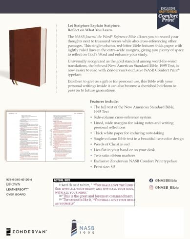 NASB, Journal the Word Reference Bible, Leathersoft over Board, Brown, Red Letter, 1995 Text, Comfort Print: Let Scripture Explain Scripture. Reflect on What You Learn. by Zondervan