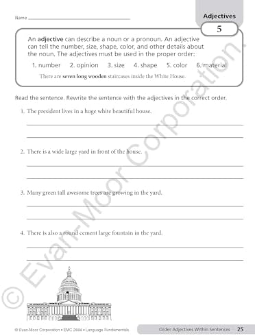 Evan-Moor Language Fundamentals, Grade 4, Homeschool and Classroom Resource Workbook, Reproducible Worksheets, Nouns, Verbs, Adjectives, Pronouns, Capitalization, Punctuation, Spelling, Vocabulary by Evan-Moor Educational Publishers