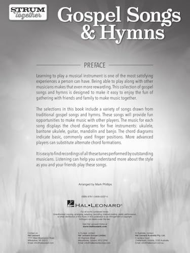 Gospel Songs & Hymns Strum Together | 70 Songs for Standard Ukulele Baritone Ukulele Guitar Mandolin and Banjo | Melody Lyrics & Chords by Mark Phillips