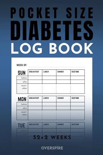 Pocket Size Diabetes Log Book: Small & Compact 4 x 6 inches Blood Sugar Monitoring Diary, 52 weeks Diabetic Before - After Meal Glucose Reading Sheets by Overspire