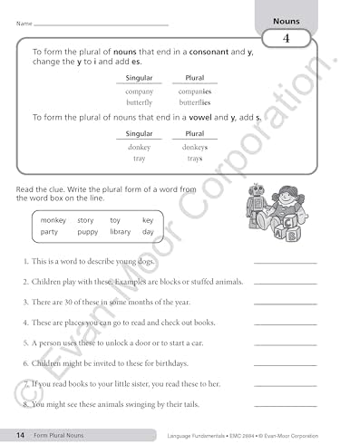 Evan-Moor Language Fundamentals, Grade 4, Homeschool and Classroom Resource Workbook, Reproducible Worksheets, Nouns, Verbs, Adjectives, Pronouns, Capitalization, Punctuation, Spelling, Vocabulary by Evan-Moor Educational Publishers