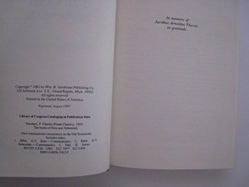 The Books of Ezra and Nehemiah (New International Commentary on the Old Testament) by Charles Fensham