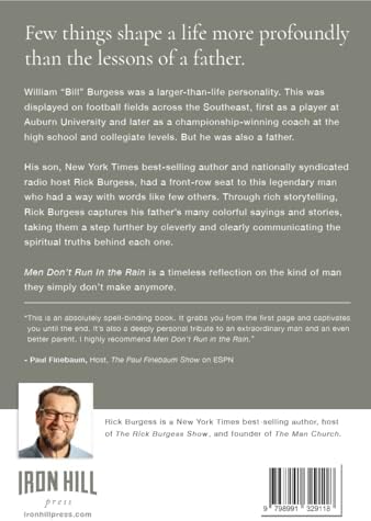 Men Don't Run In the Rain: A Son’s Reflections on Life, Faith, and an Iconic Father by Rick Burgess