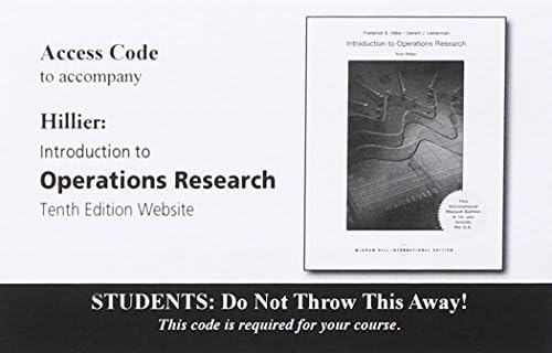 Introduction to Operations Research by Gerald J. Lieberman Frederick S. Hillier