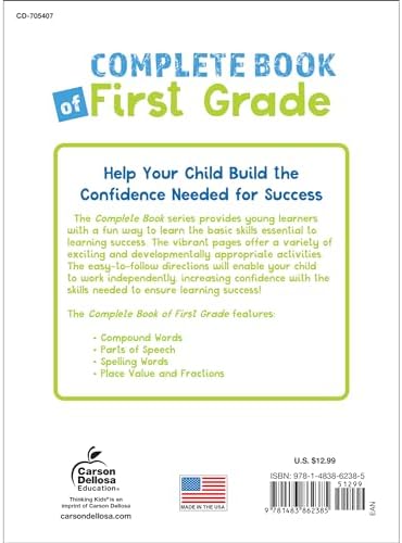 Carson Dellosa Complete Book of First Grade Workbook, Spelling, Parts of Speech, Math, Reading Comprehension, and Writing Practice, Classroom or Homeschool Curriculum by Carson Dellosa Education