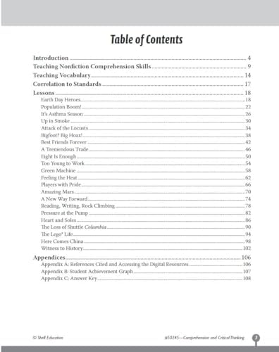 Comprehension and Critical Thinking Grade 5 by Jamey Acosta