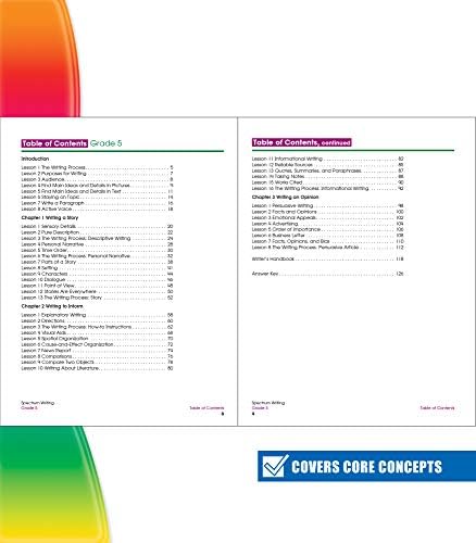 Spectrum 5th Grade Writing Workbooks, Ages 10 to 11, Grade 5 Writing, Informative, Persuasive, News Report, Article, and Story Writing Prompts, Writing Practice for Kids - 136 Pages by Spectrum