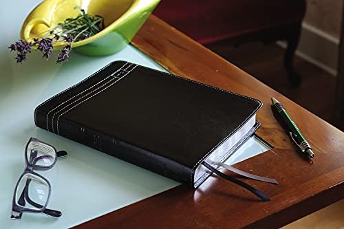 NASB, Thinline Bible, Large Print, Leathersoft, Black, Red Letter, 2020 Text, Thumb Indexed, Comfort Print by Zondervan