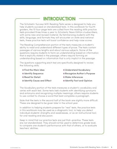 Scholastic Success with Reading Tests Grade 4 Workbook by Scholastic Teaching Resources