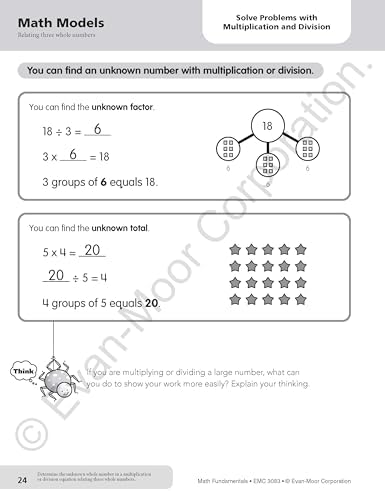 Evan-Moor Math Fundamentals Workbook, Teacher Reproducibles, 224 Pages, Grade 3 by Evan-Moor Educational Publishers