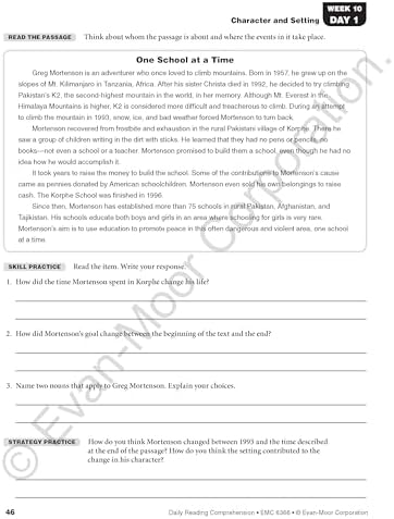 Evan-Moor Daily Reading Comprehension, Grade 6 Student Book by Evan-Moor Educational Publishers