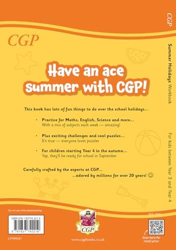 CGP Summer Holidays Activity Workbook - for kids between Year 3 and Year 4 (ages 7-8) by CGP Books