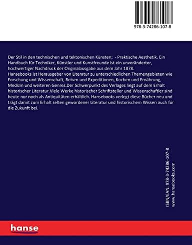 Der Stil in den technischen und tektonischen Künsten;: Praktische Aesthetik. Ein Handbuch für Techniker, Künstler und Kunstfreunde (German Edition) by Gottfried Semper Semper