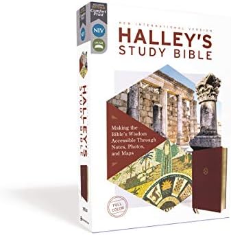 NIV, Halley's Study Bible (A Trusted Guide Through Scripture), Leathersoft, Burgundy, Red Letter, Comfort Print: Making the Bible's Wisdom Accessible Through Notes, Photos, and Maps by Zondervan