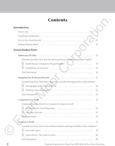 Evan-Moor Reading Comprehension: Paired Text Grade 6, Homeschooling and Classroom Resource Workbook, Close Reading, Improve Reading Skills, Nonfiction Passages, Fiction, Vocabulary, Social Studies by Evan-Moor Educational Publishers