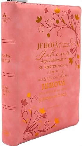 Biblia para Mujeres Reina Valera 1960 Letra Gigante de 14 Puntos Tamano Manual con Cierre y Indice Semil Piel Rosa Floreada Jehova te Bendiga y te guarde Edicion Limitada (Spanish Edition) by Reina Valera 1960