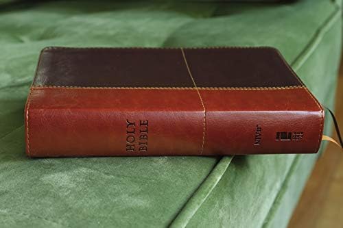 NIV, Personal Size Reference Bible, Large Print, Leathersoft, Tan/Brown, Red Letter, Thumb Indexed, Comfort Print by Zondervan