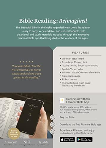 NLT Super Giant Print Bible, Filament Enabled (LeatherLike, Black, Indexed, Red Letter) by New Living Translation
