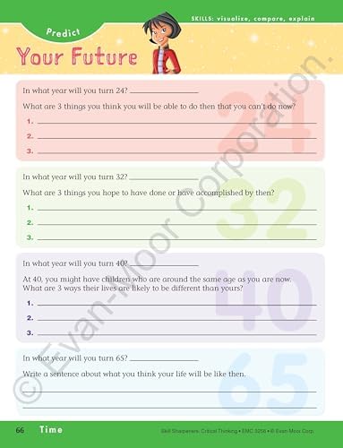 Evan-Moor Skill Sharpeners Critical Thinking, Grade 6 Workbook, Problem Solving Skills, Fun Activities, Higher-Order, Open-Ended Questions and Challenges, Science, Math, Social Studies, Language Arts by Evan-Moor Educational Publishers