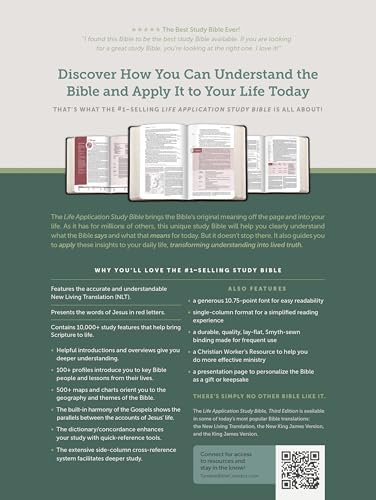 NLT Life Application Study Bible, Third Edition, Large Print (LeatherLike, Black/Onyx, Red Letter) by New Living Translation
