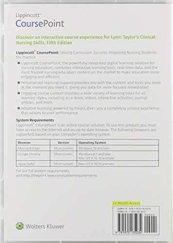 Lippincott CoursePoint Enhanced for Lynn: Taylor's Clinical Nursing Skills: A Nursing Process Approach (Lippincott Skills for Nursing Education (CP)) by Pamela B Lynn EdD MSN RN