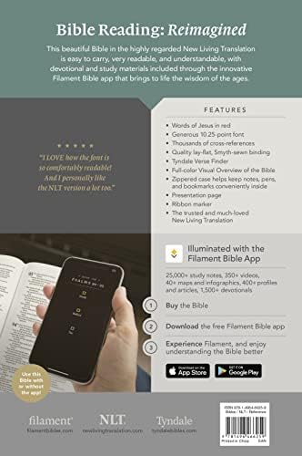 NLT Large Print Thinline Reference Zipper Bible, Filament Enabled (LeatherLike, Meadow Navy & Pink , Red Letter) by New Living Translation