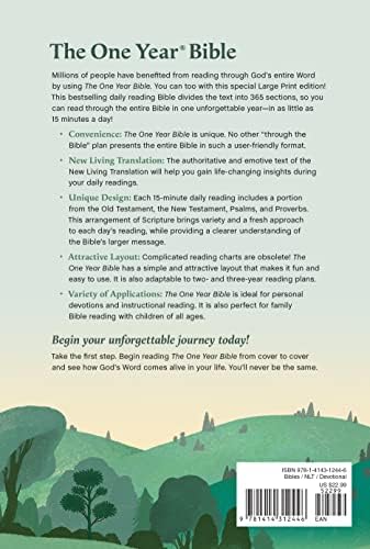 The One Year NLT Large Print Thinline Bible (Softcover): The Entire Bible in 365 Readings in the Clear and Trusted New Living Translation by New Living Translation